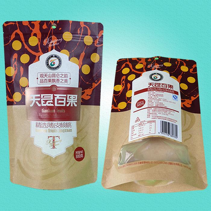开窗牛皮纸自封自立袋（坚果包装袋）