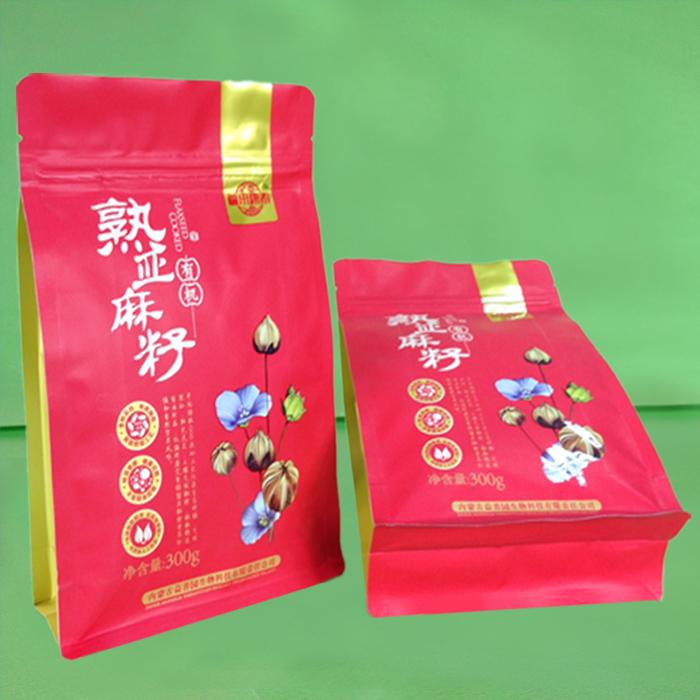 亚麻籽粉包装袋（八边封方底拉链包装袋）