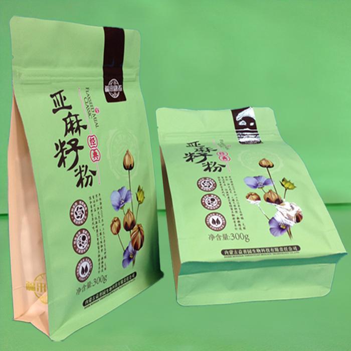 亚麻籽粉包装袋（八边封加底拉链包装袋）