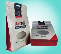 150g枸杞八边封包装袋 牛皮纸开窗八边封拉链袋